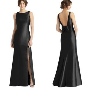 Alfred Sung D770 Sleeveless Satin Trumpet Gown with Bow at Open-Back NWOT